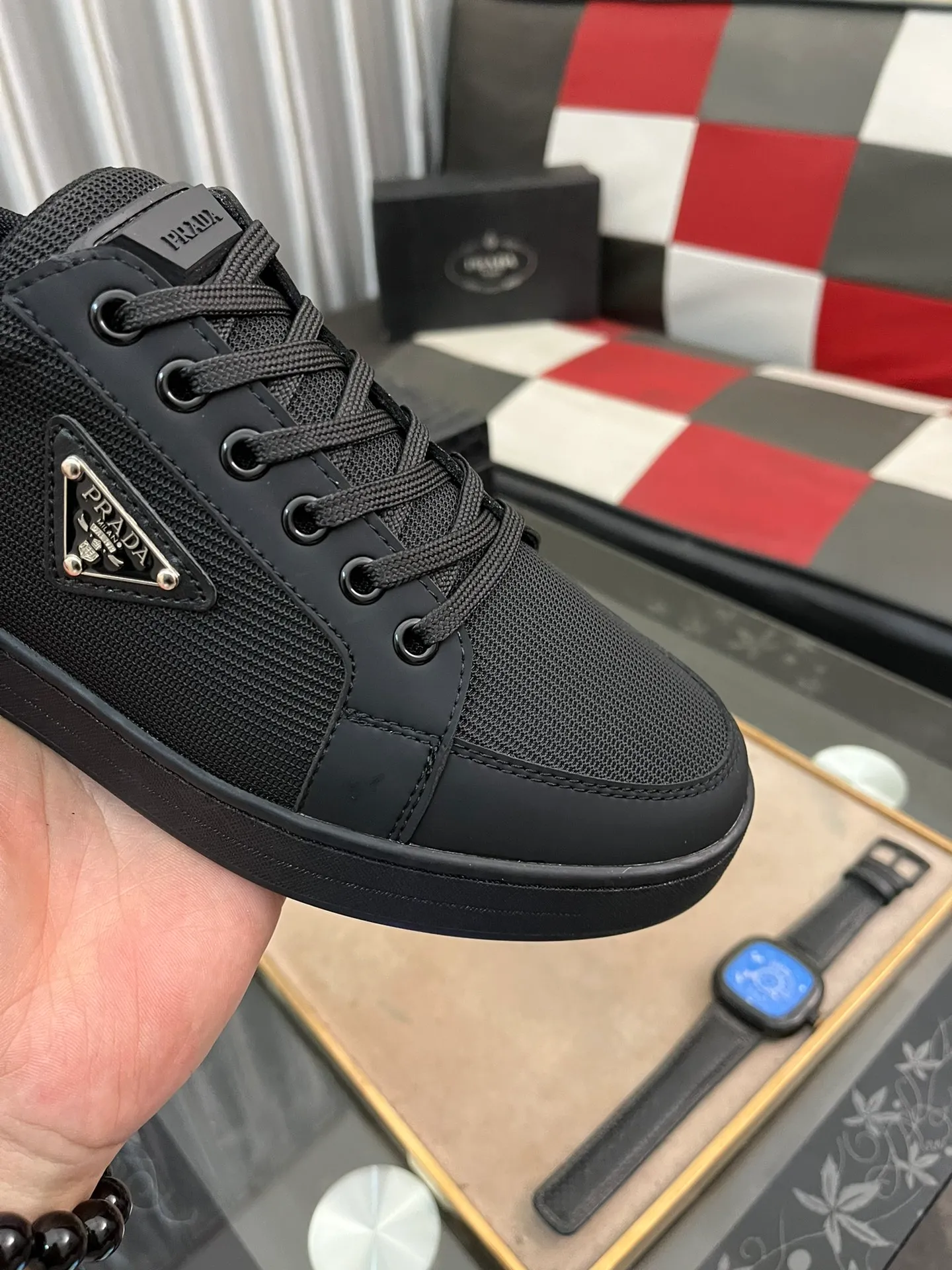 Men's shoes 💰420⌚️⌚️【PRADA】Prada - High-end quality casual sports shoes - Upper: calf leather shoe body with branded metal fasteners, - Inner lining: breathable leather lining - Outsole: ultra-light TPU foam·rubber; molded outsole -Super high quality control·Fine workmanship: highlighted (high-end·luxury·grade) -Size: 38-443️⃣Colors available
